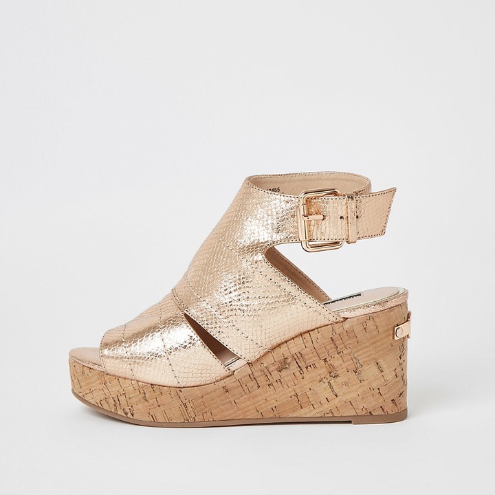 rose gold wedge sandals