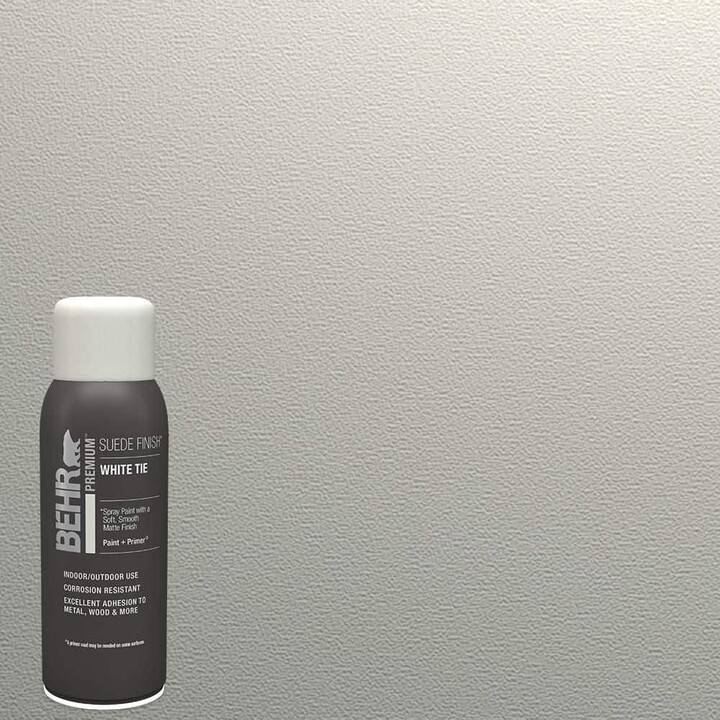 BEHR PREMIUM 12 oz. White Tie Matte Interior/Exterior Suede Spray Paint and Primer