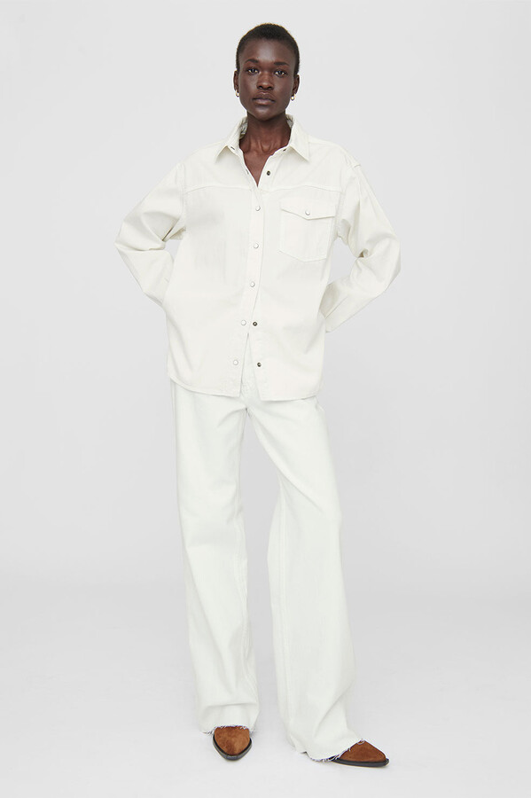 Anine Bing Sloan Denim Shirt in Ivory - ShopStyle Tops