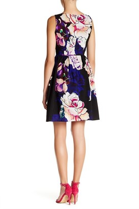 Adrianna Papell 12253262 Floral Pleat A-Line Dress