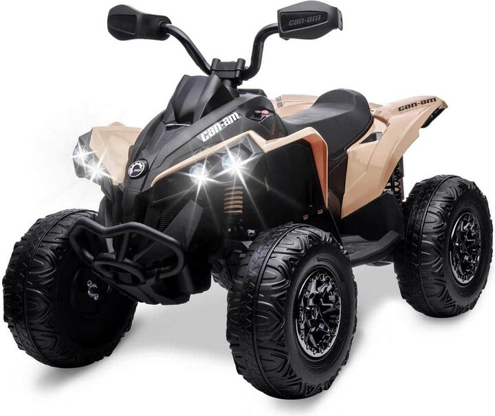 Garvee 12V Kids Ride on Toys with Parental Remote, Bluetooth Audio, Music Player, LED Lights Electric Car, Ages 3-8, Khaki
