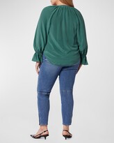 Thumbnail for your product : Joie Plus Cecarina Ruched Bell-Sleeve Tassel Top