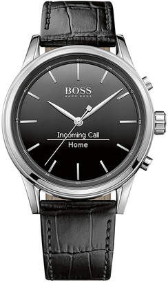 BOSS Hugo Men Smart Classic Black Leather Strap Smart Watch 44mm 1513450
