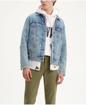 levi's men's soft shell hooded trucker jacket with sherpa fleece lining