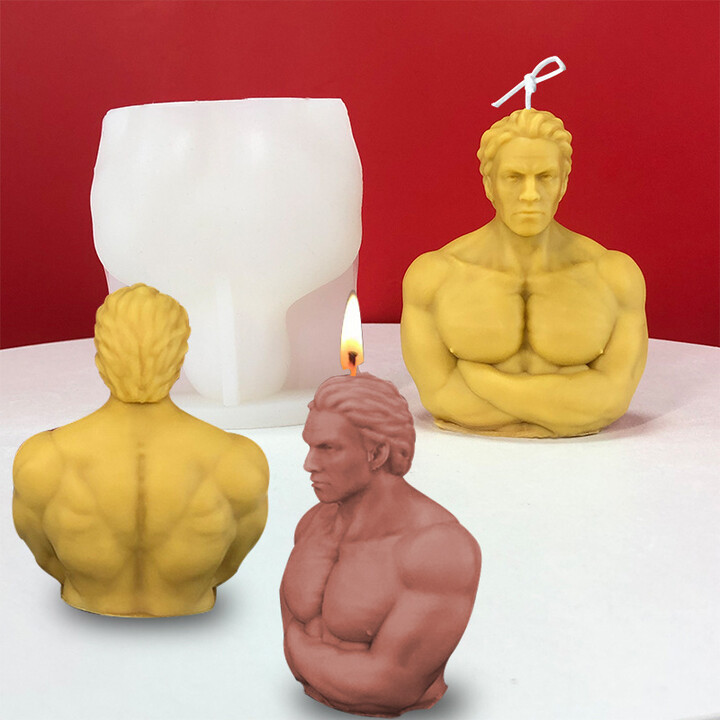 NONE 3D Body Shape Silicone Candle Mold Naked Men Body Shape Candle Mould Body Art Male Moulds for DIY Jewelry, Pendants