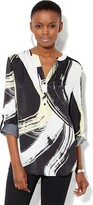 Thumbnail for your product : New York and Company Brushstroke-Print Hi-Lo Tunic