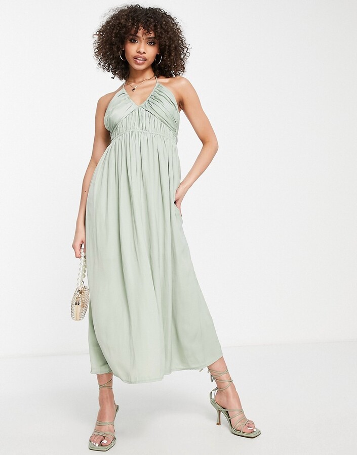 Parallel Lines soft maxi dress with ruched bust in green - ShopStyle