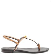 Thumbnail for your product : Fabrizio Viti - Daisy-applique Leather Sandals - Black Nude