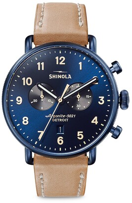 Shinola The Canfield Chronograph Sunray Dial Leather Strap Watch
