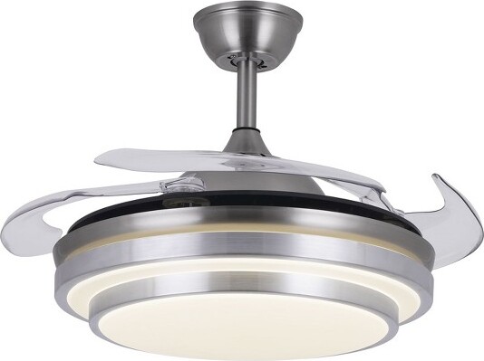 YIYIBYUS42in3Color-ChangingLEDModernChromeCeilingFanwithABSBlades