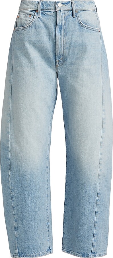 Mother Women's The Full Pipe Flood High-Rise Seamed Barrel-Leg Jeans - Back Pedal - Size 26