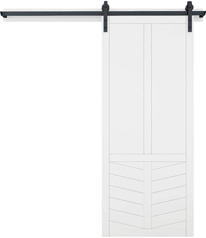 VeryCustom 36 in. x 84 in. The Robinhood Primed Wood Sliding Barn Door with Hardware Kit