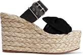 Thumbnail for your product : Valentino Garavani Bow-embellished Suede And Leather Wedge Espadrille Mules