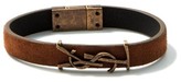 Thumbnail for your product : Saint Laurent plaque Leather And Antiqued-metal Bracelet - Brown