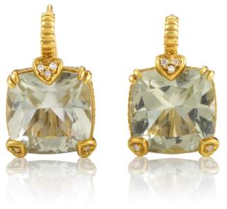 Judith Ripka 18K Yellow Gold Prasiolite & Diamond Earrings