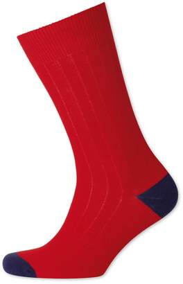 Red Cotton Rib Socks Size Medium by Charles Tyrwhitt