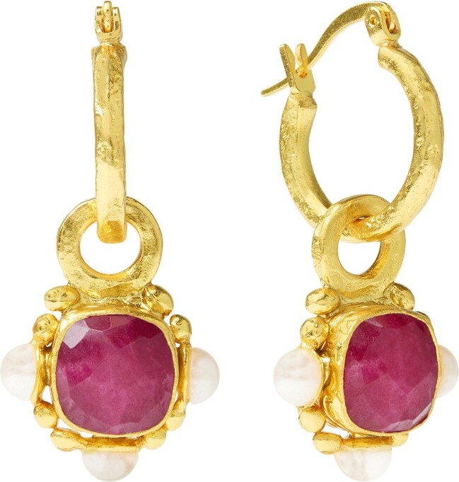 Ottoman Hands Esther Ruby and Pearl Drop Earrings ShopStyle