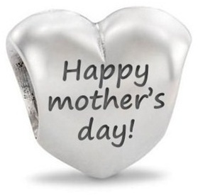 Pandora Design 7093 Pandora Silver Love Heart Charm Engraved with 'Happy Mother's Day!'