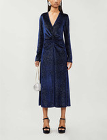 Thumbnail for your product : Rotate by Birger Christensen Glitter-embellished velvet midi dress
