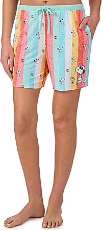 Peanuts Snoopy Stripe Print Jersey Knit Coordinating Sleep Boxers