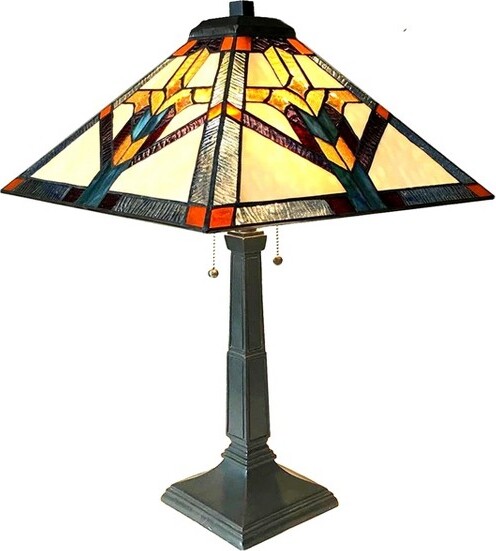 Chloe Lighting ChloeLightingShayMission2LightTiffany-StyleAntiqueDarkBronzeTableLamp16\