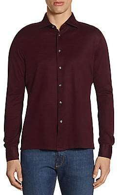 Luciano Barbera Men's Long Sleeve Cotton Button Down Shirt