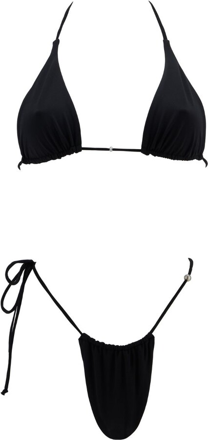 Seanay Bikini With Tahitian Pearls & Keshis - Rava Set - Deep Black