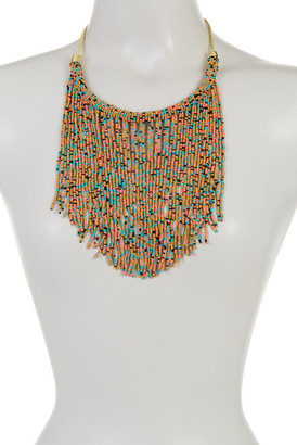 Natasha Accessories Multicolor Beaded Fringe Frontal Necklace