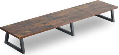 hongzhi 42 Inch Large [Dual] [Monitor] [Riser],Rustic Brown Extra Long TV [Stand Wood & Steel Desktop [Riser]