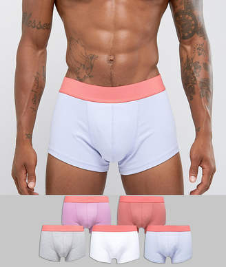 ASOS Hipsters In Pastel Colours With Pink Waistband 5 Pack