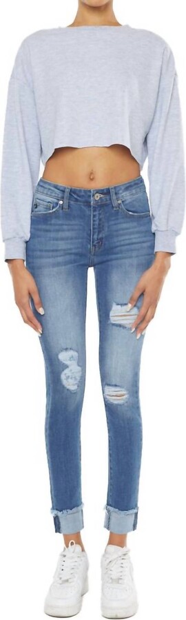 Kancan Gemma Mid Rise Ankle Skinny Jean In Medium Wash
