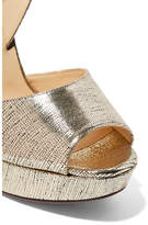 Thumbnail for your product : Christian Louboutin Louloudancing 140 Metallic Leather Platform Sandals - Gold