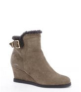 Thumbnail for your product : Fendi brown suede bucklestrap accent wedge ankle boots