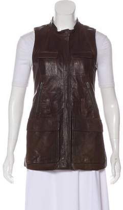 Theory Leather Zip-Up Vest