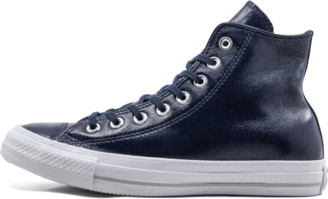 navy blue leather converse high tops