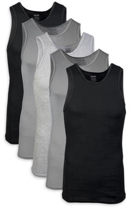 Gildan Men's Cotton Ribbed Assorted Color A-Shirt, 5-Pack