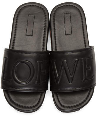 Loewe Black Leather Slides