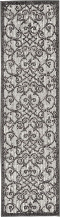 HomeRoots Grey/Charcoal 2 ft. x 10 ft. Runner Polypropylene Area Rug