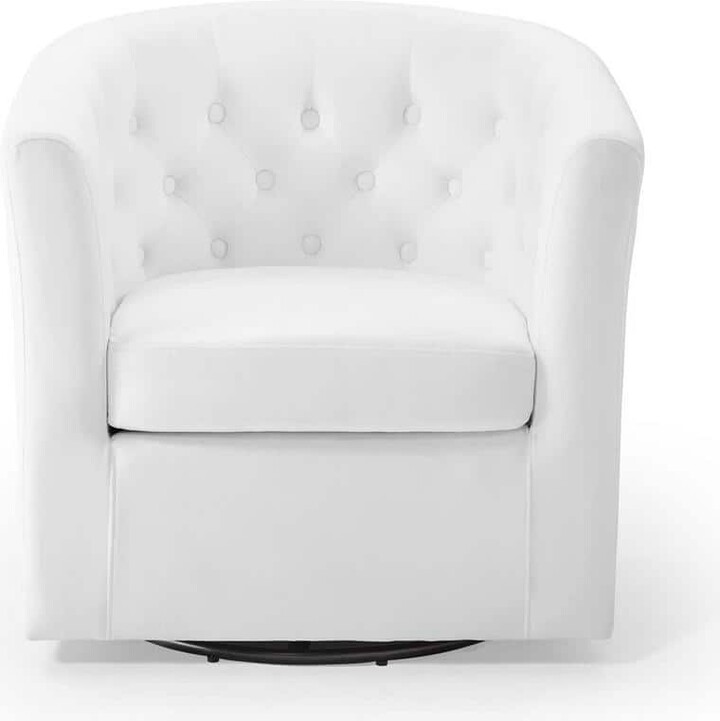 Modway Prospect White Tufted Performance Velvet Swivel Armchair