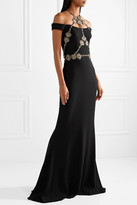 Thumbnail for your product : Reem Acra - Cold-shoulder Embellished Silk-crepe Gown - Black