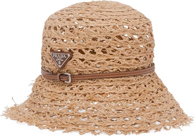 Prada Raffia Triangle Bucket Hat - ShopStyle