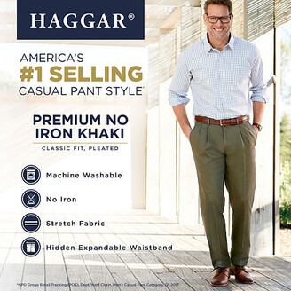 Haggar Premium No Iron Classic Fit Pleated Khakis