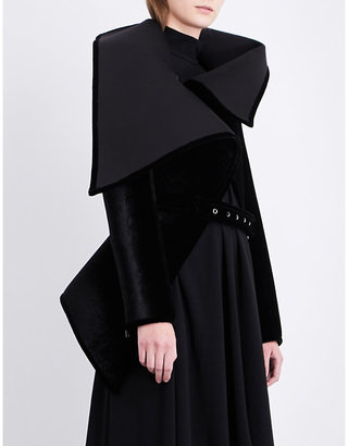 Gareth Pugh Ladies Black Asymmetric-Collar Velvet Jacket