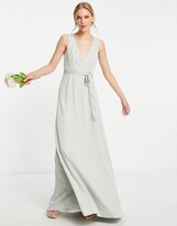 Thumbnail for your product : Maya Bridesmaid open back maxi dress with bow in sage green