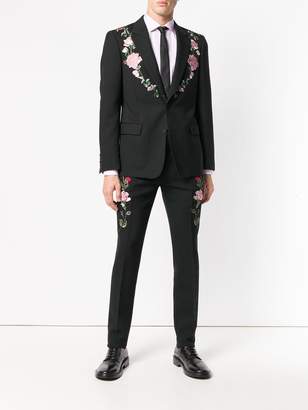Alexander McQueen floral embroidered suit jacket