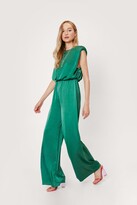 Thumbnail for your product : Nasty Gal Womens Satin Shoulder Padded Wide Leg Jumpsuit
