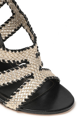 Sergio Rossi Metallic Woven Leather Sandals