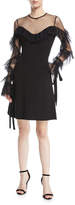 Thumbnail for your product : Elie Saab Black-Dot Lace Ruffle-Sleeve Fit-and-Flare Dress