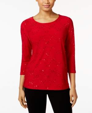 JM Collection Sequined Jacquard Top, Created for Macy's