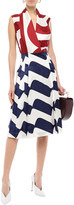 Thumbnail for your product : Victoria Beckham Pleated Printed Silk-satin Skirt